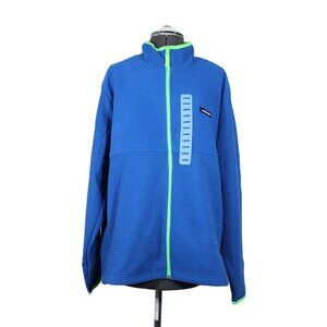 Lands' End men's full‎ zip mock neck textured grid fleece jacket
